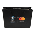 Large Custom Logo Full Color Printing Black Luxury Gift Bag Packaging for Shopping with Rope Handle